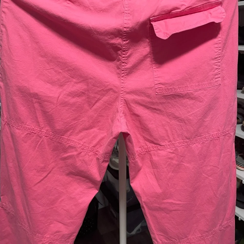Johnny Was Womens Medium Hot Pink Cropped Cargo Pants Drawstring Wide-leg EUC